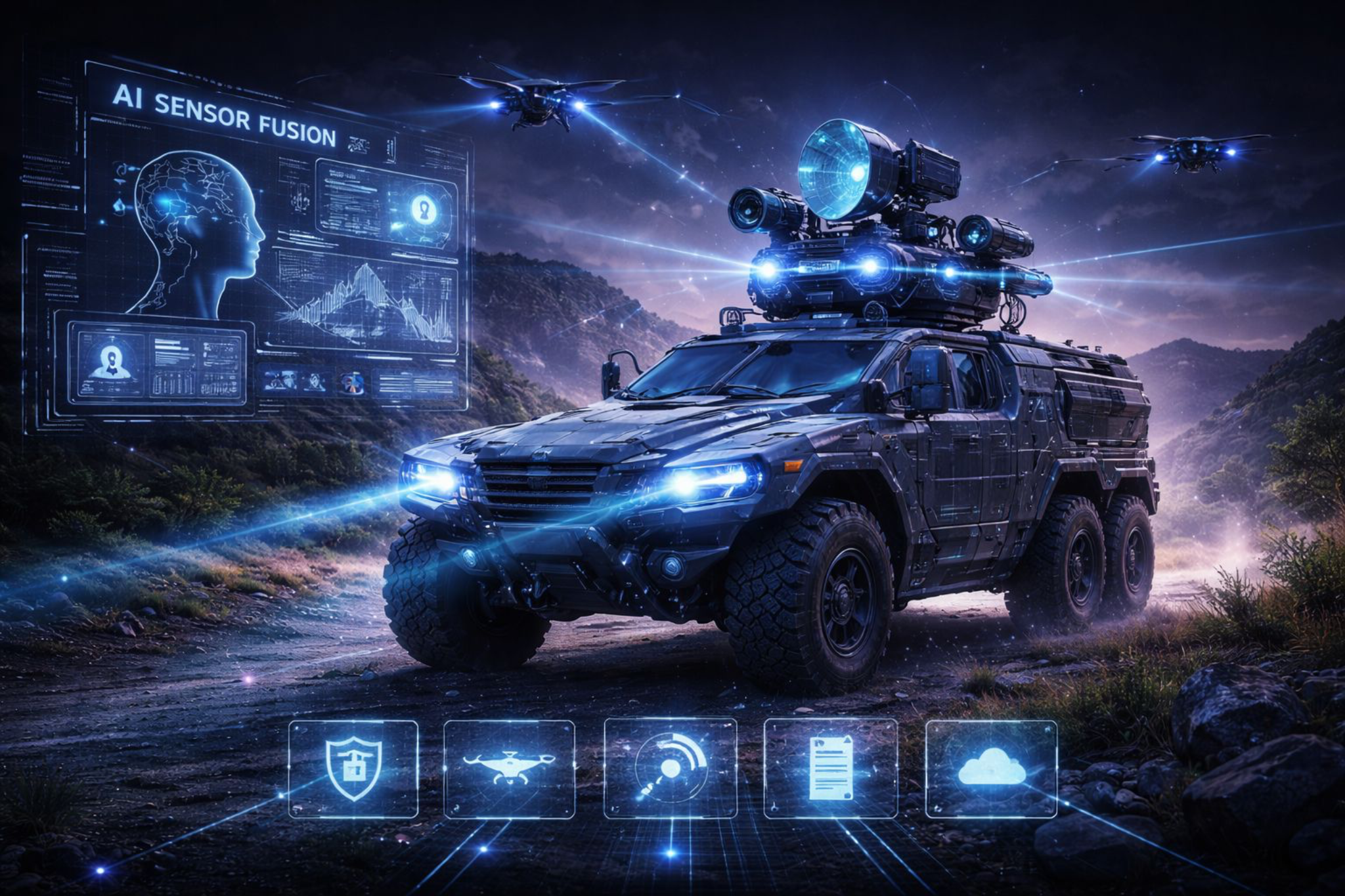 AI sensor fusion and autonomous mobility concept visual